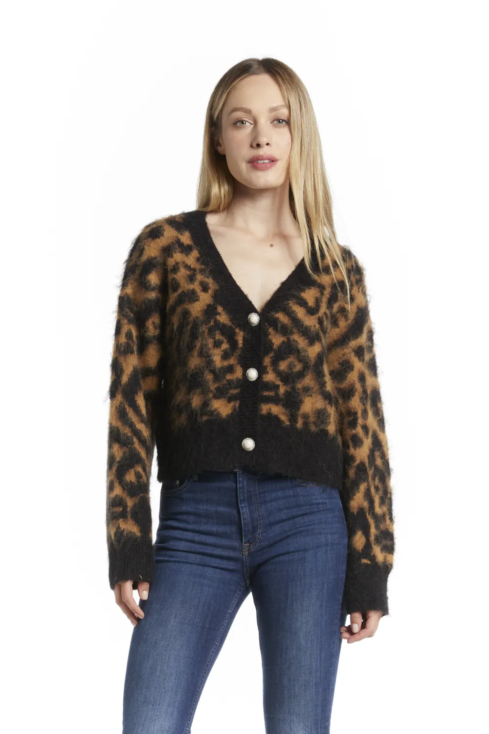 Casaco de malha com animal print