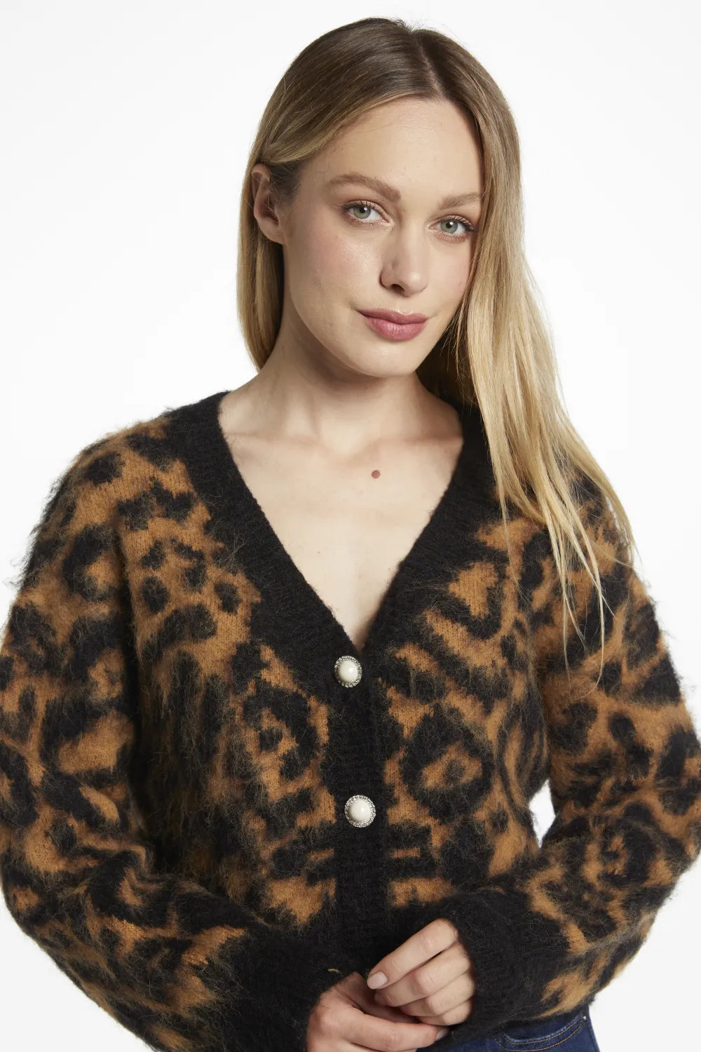 Casaco de malha com animal print