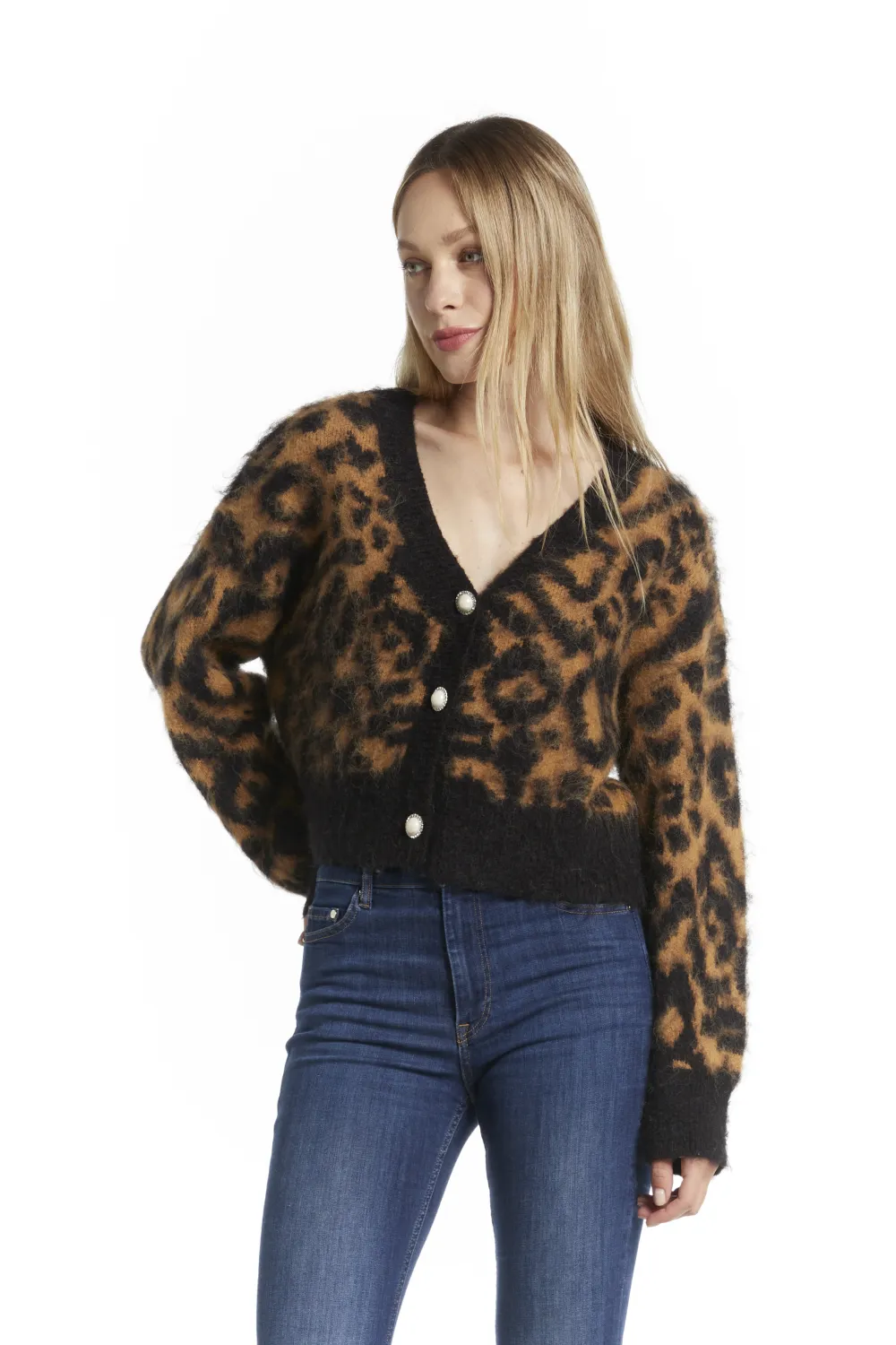 Casaco de malha com animal print