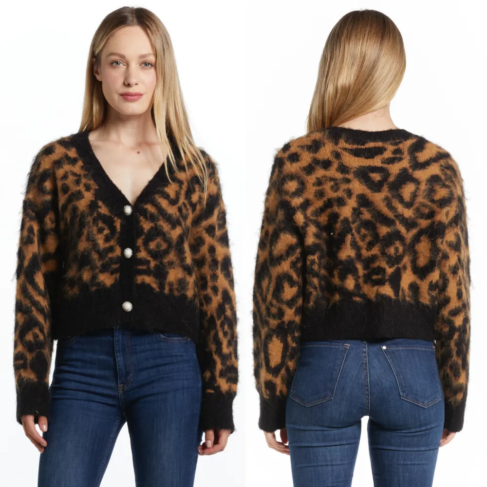 Casaco de malha com animal print