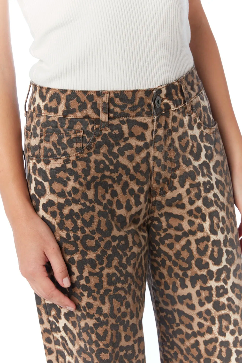 Calças de ganga fino com animal print