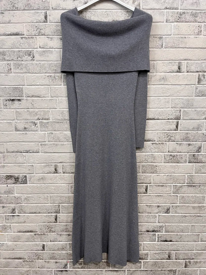 Long knitted dress with boat neck